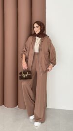 Fashion Taşlı Bomber İkili Takım - Kahverengi - Görsel 2