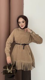 Autumn Süet Fırfırlı Tunik - Camel - Görsel 7