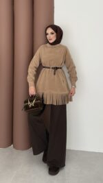 Autumn Süet Fırfırlı Tunik - Camel