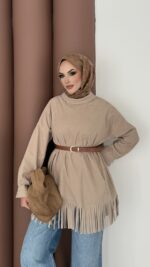 Autumn Süet Fırfırlı Tunik - Bej - Görsel 2