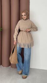 Autumn Süet Fırfırlı Tunik - Bej - Görsel 8