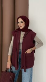 Pinterest Fox Yelek - Bordo - Görsel 3