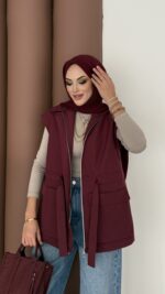 Pinterest Fox Yelek - Bordo - Görsel 4