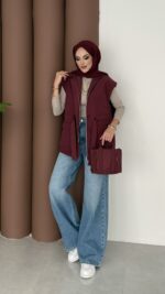 Pinterest Fox Yelek - Bordo - Görsel 7