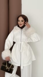 Luxury Kürklü Scuba İkli Takım - Beyaz - Görsel 9