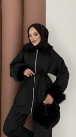 Luxury Kürklü Scuba İkli Takım - Siyah - Görsel 8