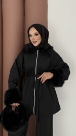 Luxury Kürklü Scuba İkli Takım - Siyah - Görsel 5