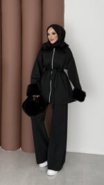 Luxury Kürklü Scuba İkli Takım - Siyah