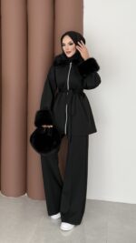 Luxury Kürklü Scuba İkli Takım - Siyah - Görsel 3