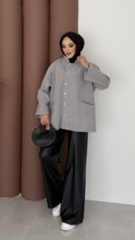 Lost Çıtçıtlı Kaşe Ceket - Gri - Görsel 2