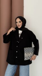 Lost Çıtçıtlı Kaşe Ceket - Siyah - Görsel 4