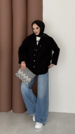 Lost Çıtçıtlı Kaşe Ceket - Siyah - Görsel 3