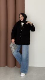 Lost Çıtçıtlı Kaşe Ceket - Siyah - Görsel 2