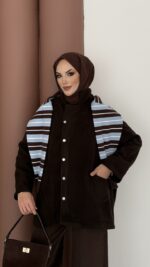 Lost Çıtçıtlı Kaşe Ceket - Kahverengi - Görsel 4