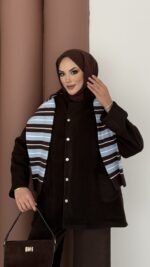 Lost Çıtçıtlı Kaşe Ceket - Kahverengi - Görsel 5