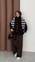 Lost Çıtçıtlı Kaşe Ceket - Kahverengi - Görsel 2