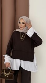 Gömlek Detaylı Oysh Takım - Kahverengi - Görsel 7