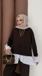 Gömlek Detaylı Oysh Takım - Kahverengi - Görsel 5