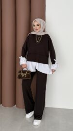 Gömlek Detaylı Oysh Takım - Kahverengi