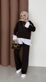 Gömlek Detaylı Oysh Takım - Kahverengi - Görsel 4