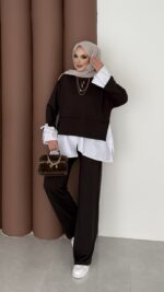 Gömlek Detaylı Oysh Takım - Kahverengi - Görsel 2