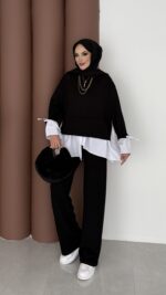 Gömlek Detaylı Oysh Takım - Siyah - Görsel 2