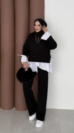 Gömlek Detaylı Oysh Takım - Siyah