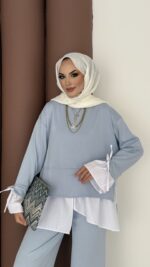 Gömlek Detaylı Oysh Takım - Mavi - Görsel 3