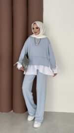 Gömlek Detaylı Oysh Takım - Mavi