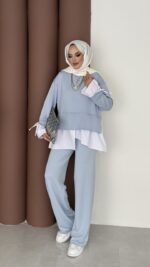 Gömlek Detaylı Oysh Takım - Mavi - Görsel 2