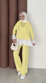 Gömlek Detaylı Oysh Takım - Sarı