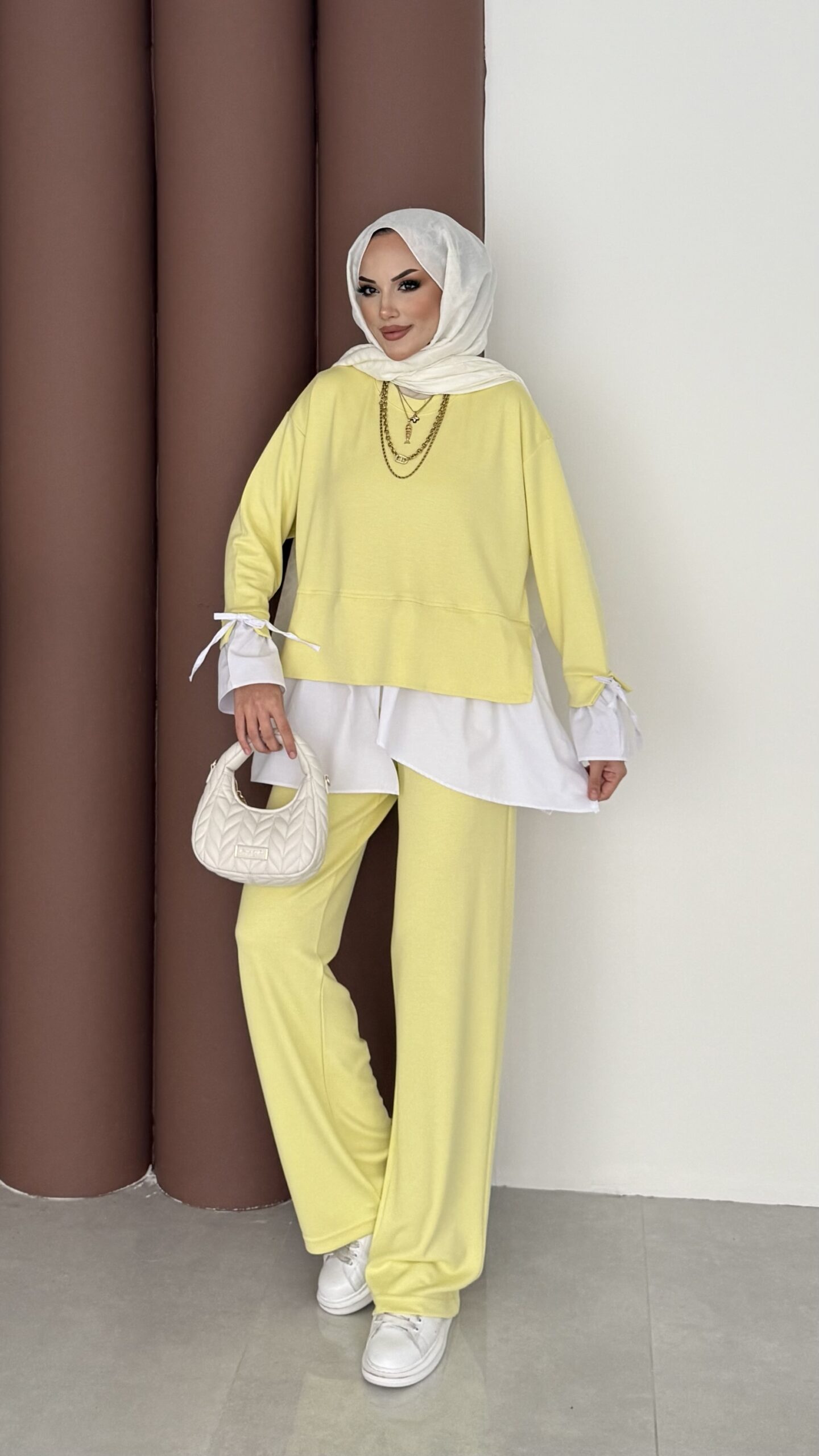 Gömlek Detaylı Oysh Takım - Sarı