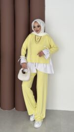 Gömlek Detaylı Oysh Takım - Sarı - Görsel 3