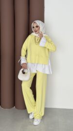 Gömlek Detaylı Oysh Takım - Sarı - Görsel 2