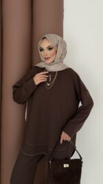 Baggy Premium Dikişli Oysh İkili Takım - Kahverengi - Görsel 4