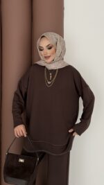 Baggy Premium Dikişli Oysh İkili Takım - Kahverengi - Görsel 8