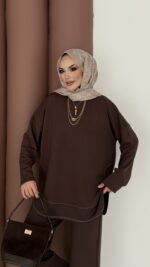 Baggy Premium Dikişli Oysh İkili Takım - Kahverengi - Görsel 6