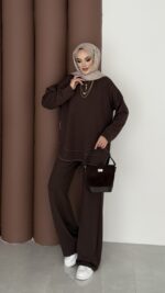 Baggy Premium Dikişli Oysh İkili Takım - Kahverengi - Görsel 2