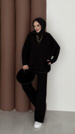 Baggy Premium Dikişli Oysh İkili Takım - Siyah - Görsel 4