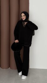 Baggy Premium Dikişli Oysh İkili Takım - Siyah - Görsel 2