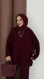 Baggy Premium Dikişli Oysh İkili Takım - Bordo - Görsel 5