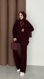 Baggy Premium Dikişli Oysh İkili Takım - Bordo
