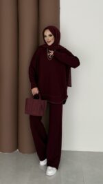 Baggy Premium Dikişli Oysh İkili Takım - Bordo - Görsel 4