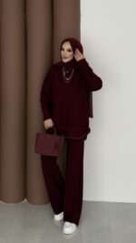 Baggy Premium Dikişli Oysh İkili Takım - Bordo - Görsel 3