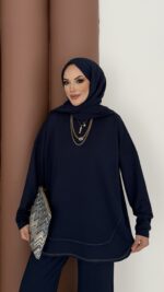 Baggy Premium Dikişli Oysh İkili Takım - Lacivert - Görsel 6