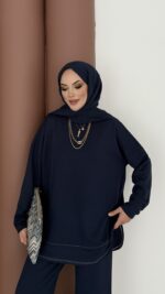 Baggy Premium Dikişli Oysh İkili Takım - Lacivert - Görsel 7