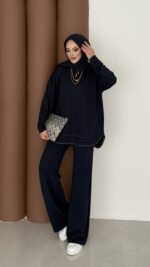 Baggy Premium Dikişli Oysh İkili Takım - Lacivert - Görsel 3