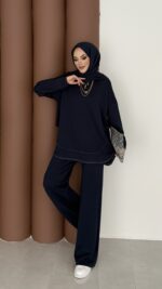 Baggy Premium Dikişli Oysh İkili Takım - Lacivert - Görsel 2