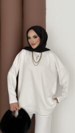 Baggy Premium Dikişli Oysh İkili Takım - Beyaz - Görsel 5