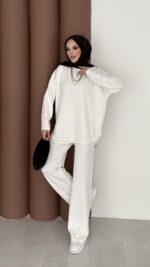 Baggy Premium Dikişli Oysh İkili Takım - Beyaz - Görsel 3